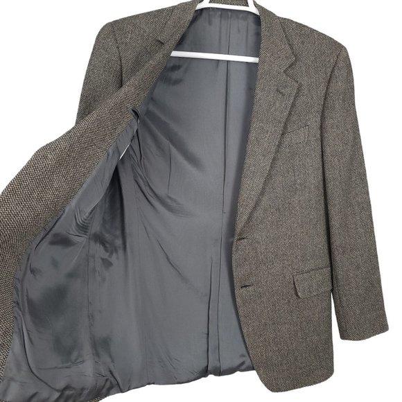 ERMENEGILDO ZEGNA Blazer Jacket EU 52R Black Gray Wool Herringbone 2-Button Soft - Picture 6 of 14